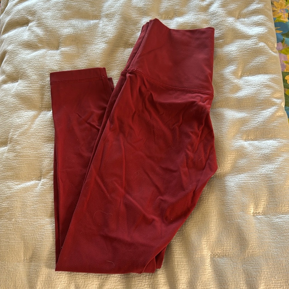 Hey Nuts Women's Fitted Maroon Red Athletic Leggings Size Small 4/6